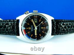 VINTAGE SICURA (BREITLING) RARE 21J SWISS DIVER STAINLESS MENS WRISTWATCH C1970s