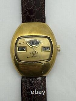 VINTAGE SICURA JUMP HOUR SELF WINDING AUTOMATIC WATCH SWISS Working Rare