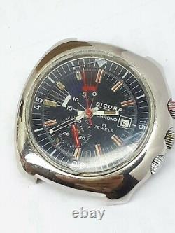 VINTAGE SICURA by BREITLING CHRONO DIVER YACHTING SWISS MENS 70s RARE EB 8800