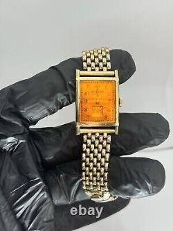 VINTAGE WITTNAUER Watch Swiss Movement Mens 10 KT Yellow GF Rare Colored Crystal