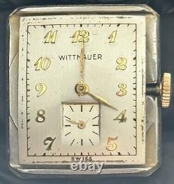 VINTAGE WITTNAUER Watch Swiss Movement Mens 10 KT Yellow GF Rare Colored Crystal