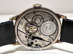 VINTAGE WW2 RARE OVERSIZE 37mm SWISS MEN'S MECHANICAL WATCH HERMES/ETA 853