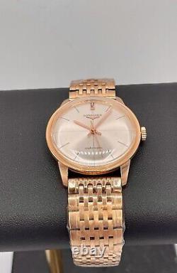 Very Rare Vintage Longines 18k Rose Gold 1Z Dial 36mm Swiss Automatic 1950's