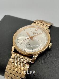 Very Rare Vintage Longines 18k Rose Gold 1Z Dial 36mm Swiss Automatic 1950's