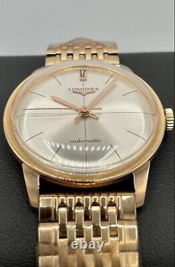 Very Rare Vintage Longines 18k Rose Gold 1Z Dial 36mm Swiss Automatic 1950's