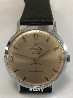 Very Rare Vintage Swiss ARETTA De Luxe 17J Men's Dress Watch 1960's Works Great