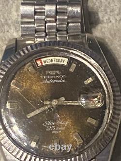 Very Rare vintage 1970s Swiss Technos Star Chief automatic Day-Date, 200m