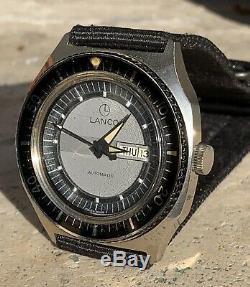 Very rare Vintage diver Lanco automatic swiss-oversize-stunning dial colors