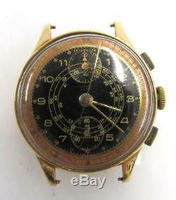 Vintage 18k Solid Gold Swiss Rare Vertical Chronograph Mens Wrist Watch