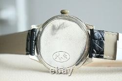 Vintage 1928`s ENGRAVED SILVER Wide Face rare Men`s Swiss Wristwatch