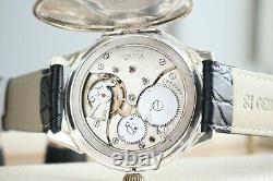 Vintage 1928`s ENGRAVED SILVER Wide Face rare Men`s Swiss Wristwatch
