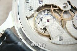 Vintage 1928`s ENGRAVED SILVER Wide Face rare Men`s Swiss Wristwatch