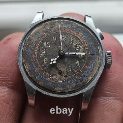 Vintage 1940's Harman Monopusher Chronograph Rare Single Button Chrono Swiss