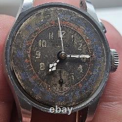 Vintage 1940's Harman Monopusher Chronograph Rare Single Button Chrono Swiss