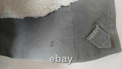 Vintage 1940s WW2 Swiss Sheepskin Canvas Coat/O. S. B Militar Utrustningar rare