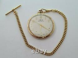 Vintage 1961 Oris Swiss Made Gold Plated Pocket Watch + Chain VGC Rare