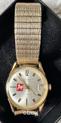 Vintage 7Up The Uncola Rare Vintage Gruen Precision Plaque G10 Swiss Men's WoW
