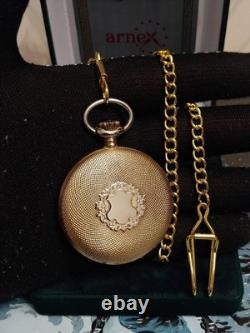 Vintage ARNEX Pocket Watch Oriosa Incabloc Mechanical Swiss Chain Box Rare Old