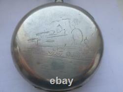 Vintage Alpina Pocket Watch Mechanical Open Face Locomotive Swiss Rare Old 20th