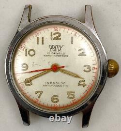 Vintage BRITIX Military Men's Watch. 17 Jewels SWISS RARE