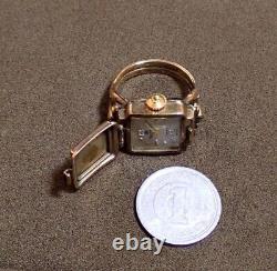Vintage BUCHERER Swiss Made Ring Watch 14K Gold Field 1950's 17 Jewels Very Rare
