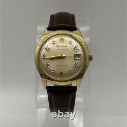 Vintage Bulova 23 Jewels Automatic Date Rare Dial 32mm Swiss Mens Watch Runs