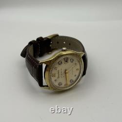 Vintage Bulova 23 Jewels Automatic Date Rare Dial 32mm Swiss Mens Watch Runs