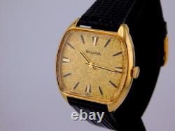 Vintage Bulova Conselor M 17j Swiss 18k Gp Mens Wristwatch Serviced Rare C1970