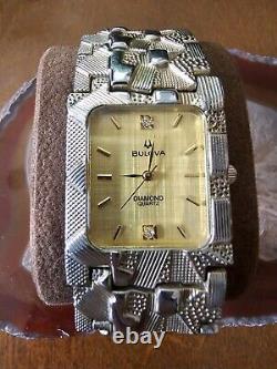 Vintage Bulova Diamond 18k Gold Stamped Swiss AG rare Unique With Fresh Battery