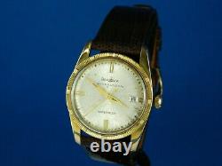 Vintage Bulova International 17j Swiss 18k Gp Mens Watch Serviced Rare C1960