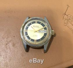Vintage Bulova Swiss Made Oceanographer Day Date Running Rare Dial