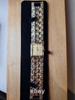 Vintage Bulova With Box Diamond 18k Gold Stamped Swiss AG rare needs battery