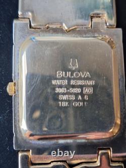 Vintage Bulova With Box Diamond 18k Gold Stamped Swiss AG rare needs battery