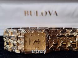 Vintage Bulova With Box Diamond 18k Gold Stamped Swiss AG rare needs battery