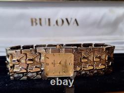 Vintage Bulova With Box Diamond 18k Gold Stamped Swiss AG rare needs battery