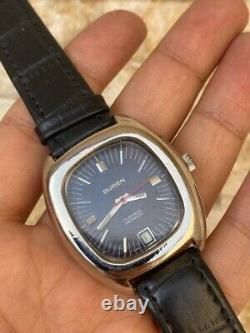 Vintage Buren 17 jewels Watch 1960's Swiss Gents Blue Jeans dial Rare works well