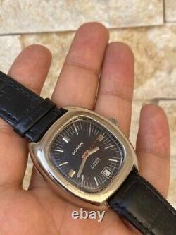 Vintage Buren 17 jewels Watch 1960's Swiss Gents Blue Jeans dial Rare works well