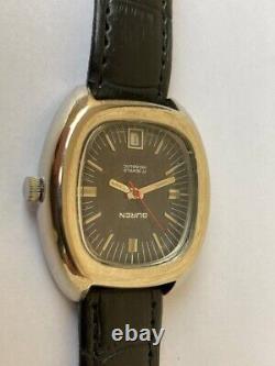 Vintage Buren 17 jewels Watch 1960's Swiss Gents Blue Jeans dial Rare works well