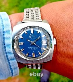 Vintage Burgana Watch Skin Diver 5ATM Mechanic Swiss Watch 1970s Very Rare