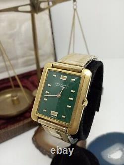 Vintage CORTLAND Mens Automatic 1960s Watch 17J Swiss 10K Gold. F Rare Green Face