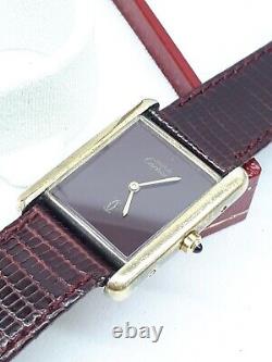 Vintage Cartier Tank Vermeil Watch Argent Plaque Swiss Made Rare With Case