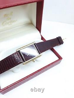 Vintage Cartier Tank Vermeil Watch Argent Plaque Swiss Made Rare With Case