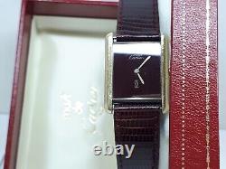 Vintage Cartier Tank Vermeil Watch Argent Plaque Swiss Made Rare With Case