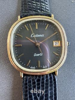 Vintage Catena 505 18K Gold Electroplated Watch TIGER EYE DIAL Swiss Made RARE