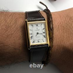 Vintage Cauny Tank Gold Plated Manual Winding Men's Ultra Rare Swiss Watch 25mm