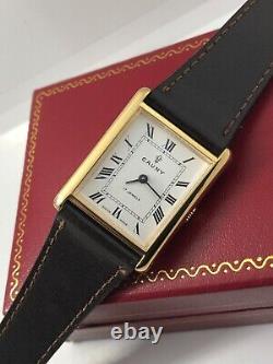 Vintage Cauny Tank Gold Plated Manual Winding Men's Ultra Rare Swiss Watch 25mm