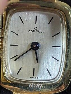 Vintage Consul Swiss 17 Jewel Flower Covered Bracelet Band Watch Rare