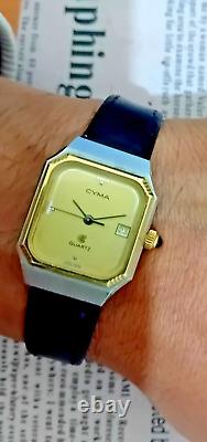 Vintage Cyma watch Tank Quartz Swiss Women 90s Rare Watch