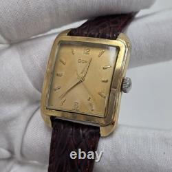 Vintage DOXA Mens Tank Wrist Watch Mechanical Wind Up Gold Plated Swiss Rare