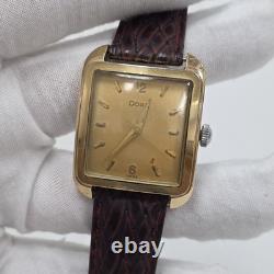 Vintage DOXA Mens Tank Wrist Watch Mechanical Wind Up Gold Plated Swiss Rare